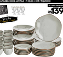 54 Peças Aparelho de Jantar em Porcelana Conjunto de Luxo Oxford® - OFERTA ESPECIAL